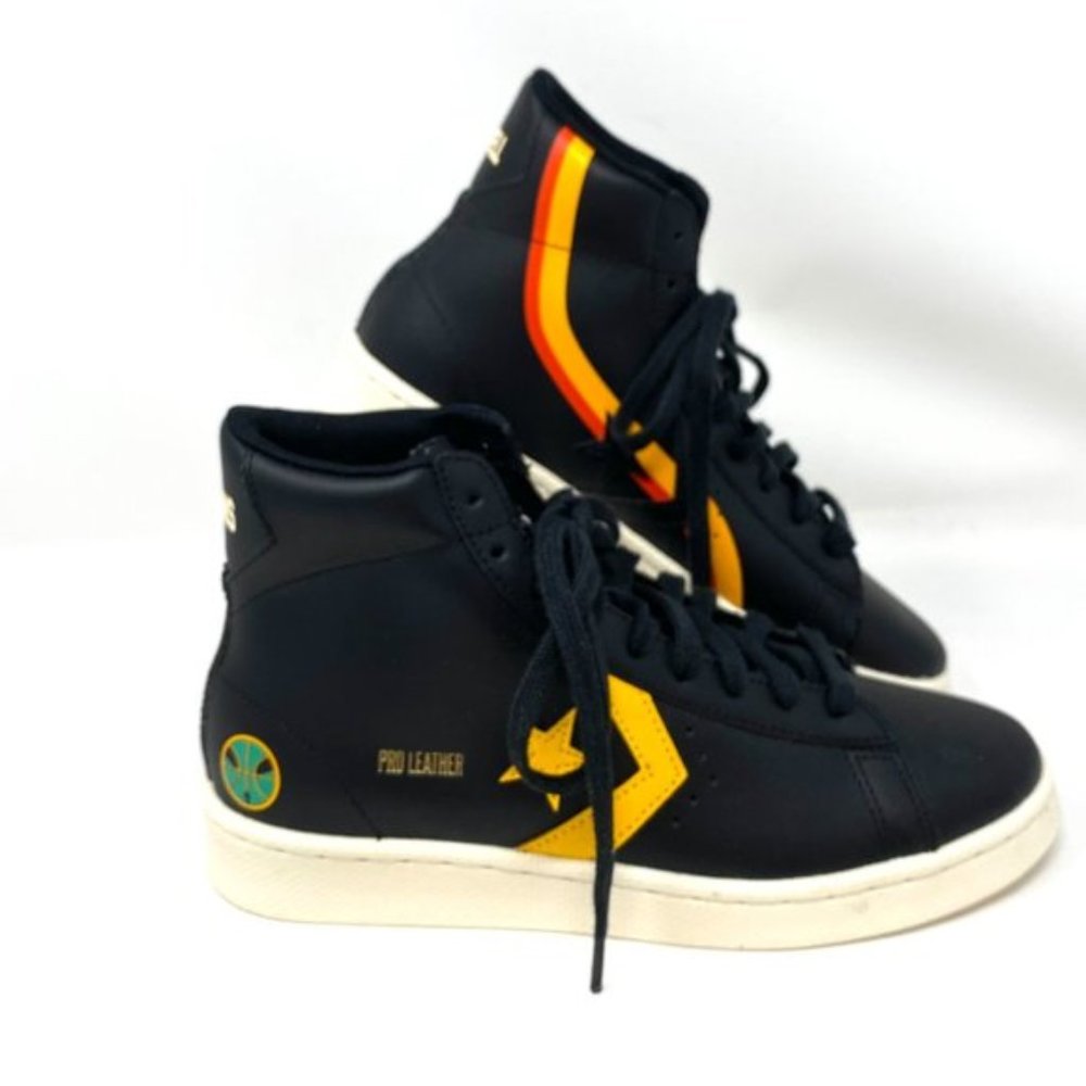 💖MEGA SALE💖Converse Women 271168C PRO LEATER Black Gold Basketball Sneakers